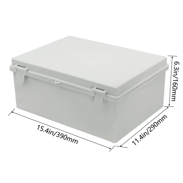 Alt view image 2 of 7 - Junction Box ABS Plastic Waterproof IP65 Electrical Boxes Hinged Shell Outdoor Universal Project Enclosure with Mounting Plate and Wall Brackets Grey (390x290x160 mm)