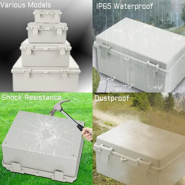 Alt view image 6 of 7 - Junction Box ABS Plastic Waterproof IP65 Electrical Boxes Hinged Shell Outdoor Universal Project Enclosure with Mounting Plate and Wall Brackets Grey (390x290x160 mm)