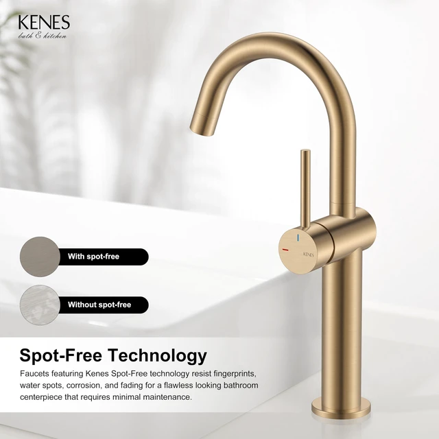 Alt view image 7 of 7 - Champagne Bronze Vessel Sink Faucet, 1 Handle Tall Bathroom Faucet Vessel Bowl Faucet with Pop Up Drain & Supply Lines, Lead-Free cUPC & NSF Certified, 1 Hole Faucet for Vanity RV Restroom