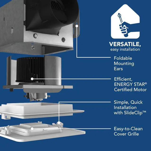 Alt view image 3 of 7 - Bathroom Exhaust Fan with LED light Easy Retrofit Without Attic Access, Quiet 1.5 Sones, Effective Ventilation at 80 CFM ENERGY STAR Certified Moisture and Odor Control
