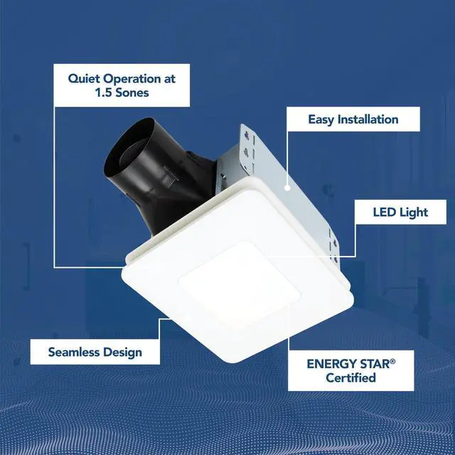 Alt view image 2 of 7 - Bathroom Exhaust Fan with LED light Easy Retrofit Without Attic Access, Quiet 1.5 Sones, Effective Ventilation at 80 CFM ENERGY STAR Certified Moisture and Odor Control