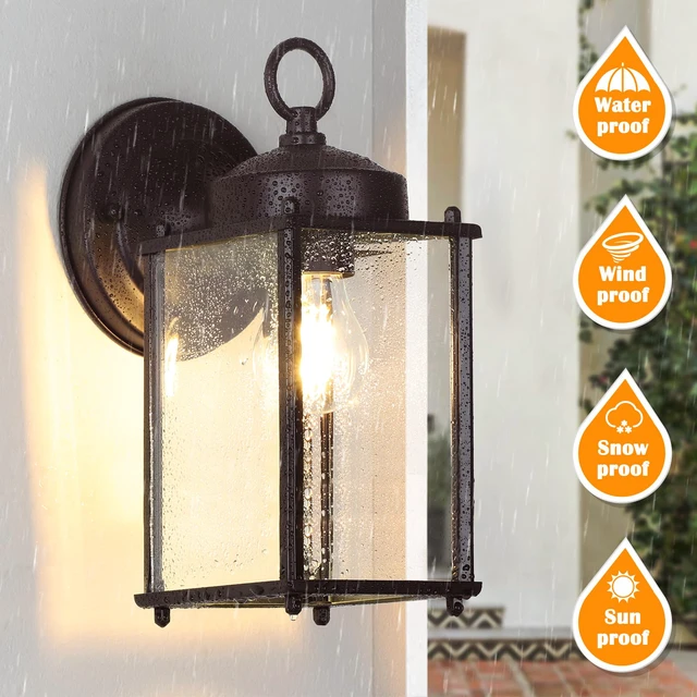 Alt view image 3 of 7 - Outdoor Wall Lantern, Exterior Waterproof Wall Sconce Light Fixtures, Dark Chocolate Front Door Lighting, Anti-Rust Porch Lamp, 2 Pack