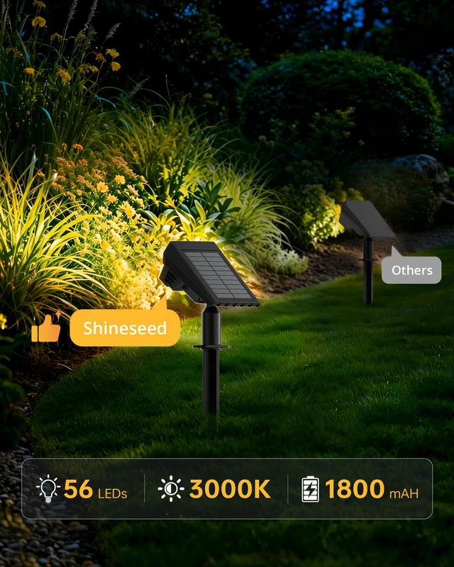 Alt view image 4 of 7 - Solar Lights Outdoor Waterproof IP65, 56 LED 3 Lighting Modes Solar Spot Lights Outdoor, Solar Powered Landscape Lighting for Yard Pathway Garden, 6 Pack (Warm White)
