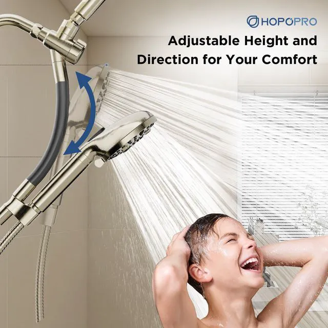 Alt view image 6 of 6 - 21-Setting Dual Filtered Handheld Shower Head Combo, Brushed Nickle Upgraded High Pressure Rainfall Showerhead Set with Filter, Power Wash, Removes 99% Chlorine, Improves Skin Hair Condition