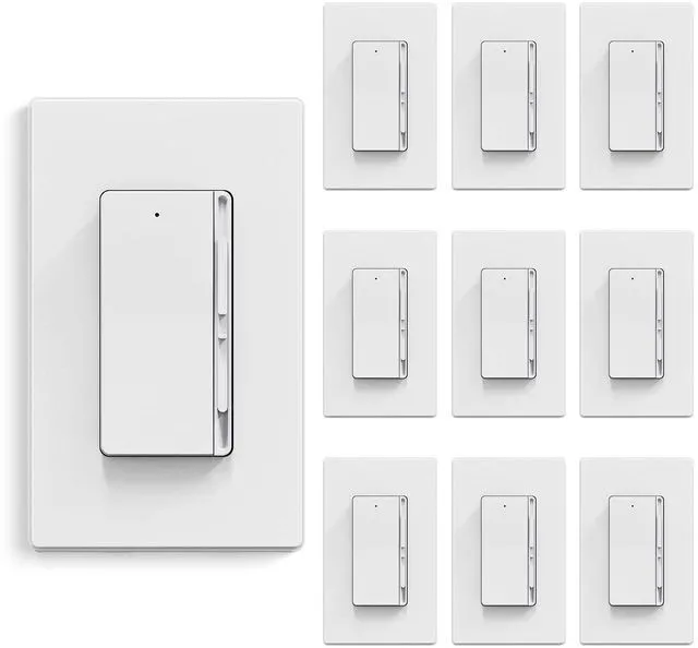 Main image of Digital Slide Dimmer Light Switch, Dimmer Switch with Decorative Frameless Design Wallplate for LED/CFL, Incandescent,Halogen Bulbs, Single Pole/3-Way, UL Listed, 10 Pack, Matte White