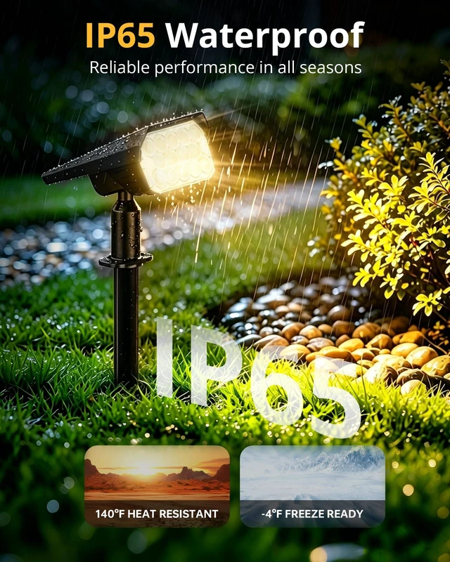 Alt view image 6 of 7 - Solar Lights Outdoor Waterproof IP65, 56 LED 3 Lighting Modes Solar Spot Lights Outdoor, Solar Powered Landscape Lighting for Yard Pathway Garden, 6 Pack (Warm White)