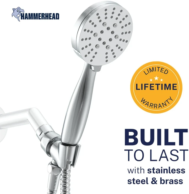 Alt view image 2 of 7 - ® Solid Metal 3-Spray Handheld Shower Head with Long Hose and Holder - CHROME - 2.5 GPM High Pressure Shower Head with Handheld Sprayer - WIDE, MASSAGE, and MIST Sprays