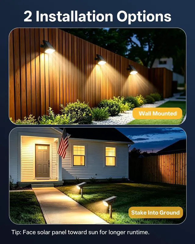 Alt view image 7 of 7 - Solar Lights Outdoor Waterproof IP65, 56 LED 3 Lighting Modes Solar Spot Lights Outdoor, Solar Powered Landscape Lighting for Yard Pathway Garden, 6 Pack (Warm White)