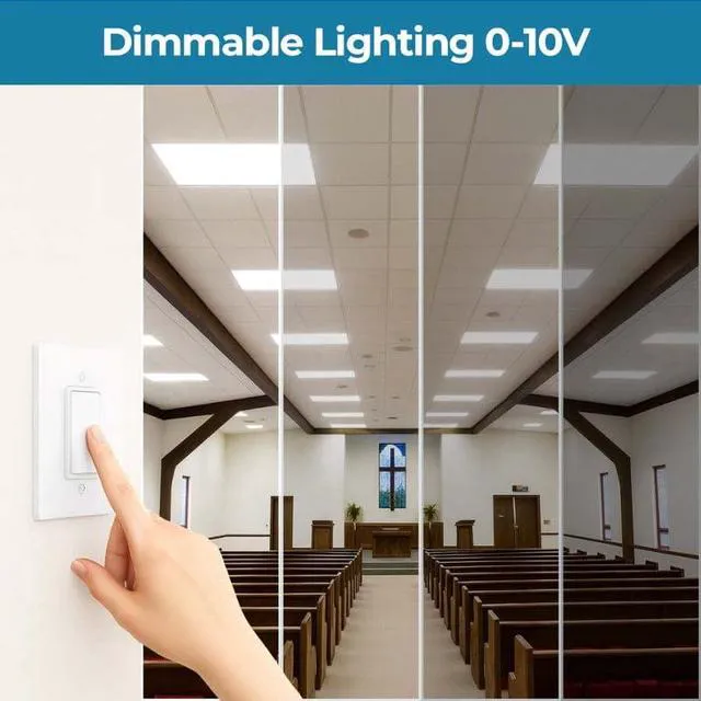Alt view image 3 of 7 - 2x2 LED Light Flat Panel, 30-72W, 5 CCT 3K|3.5k|4K|5K|6.5K, Dimmable Recessed Drop Ceiling Lights, 3750/5000/6250/7500/9000 Lumen, Lay in Fixture for Commercial (2x2 FT LED - 4 Pack)