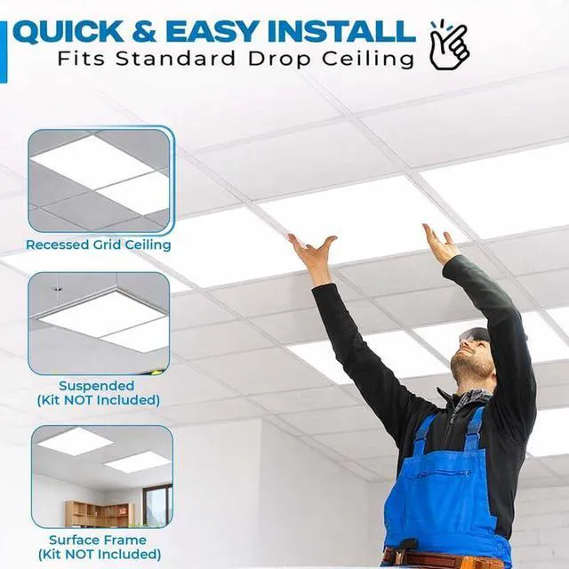 Alt view image 4 of 7 - 2x2 LED Light Flat Panel, 30-72W, 5 CCT 3K|3.5k|4K|5K|6.5K, Dimmable Recessed Drop Ceiling Lights, 3750/5000/6250/7500/9000 Lumen, Lay in Fixture for Commercial (2x2 FT LED - 4 Pack)