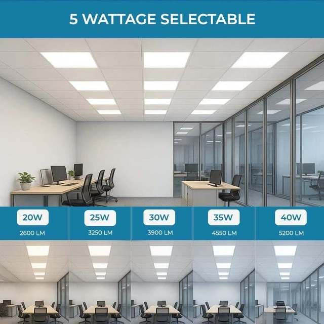 Alt view image 7 of 7 - 2x2 LED Light Flat Panel, 30-72W, 5 CCT 3K|3.5k|4K|5K|6.5K, Dimmable Recessed Drop Ceiling Lights, 3750/5000/6250/7500/9000 Lumen, Lay in Fixture for Commercial (2x2 FT LED - 4 Pack)