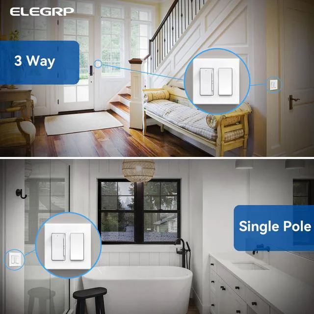 Alt view image 6 of 6 - Digital Slide Dimmer Light Switch, Dimmer Switch with Decorative Frameless Design Wallplate for LED/CFL, Incandescent,Halogen Bulbs, Single Pole/3-Way, UL Listed, 10 Pack, Matte White