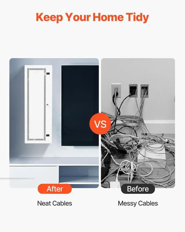 Alt view image 3 of 7 - Media Enclosure, 42-Inch, Structured Media Center with Vented Hinged Door, Cable Management Box, Structured Wiring Multi-Media Cabinet, Recessed Electrical Media Box, for Network Distribution