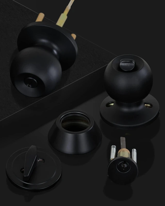 Alt view image 2 of 2 - (5 Sets) All Keyed Same Entry Door Knob and Single Cylinder Deadbolt Combo Set, Matte Black Exterior Door Knobs with Lock and Keys for Entrance and Front Door