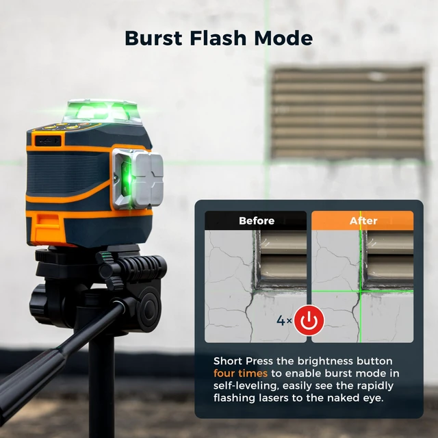 Alt view image 2 of 7 - Laser Level 3x360° Self Leveling for Construction & Picture Hanging 3D High Brightness Green Lazer Leveler Tool, 2 Rechargeable Batteries, Remote Control, Magnetic Bracket for DIY&Home Projects