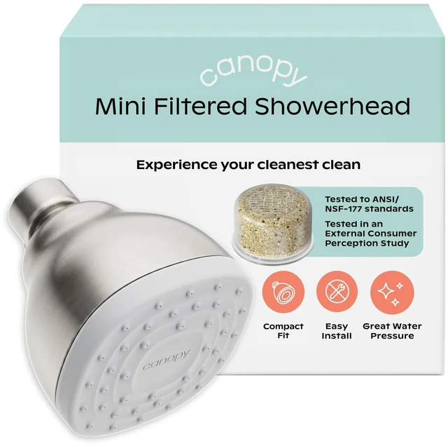Main image of Mini Filtered Shower Head - Compact Filter for Hard Water - Nickel