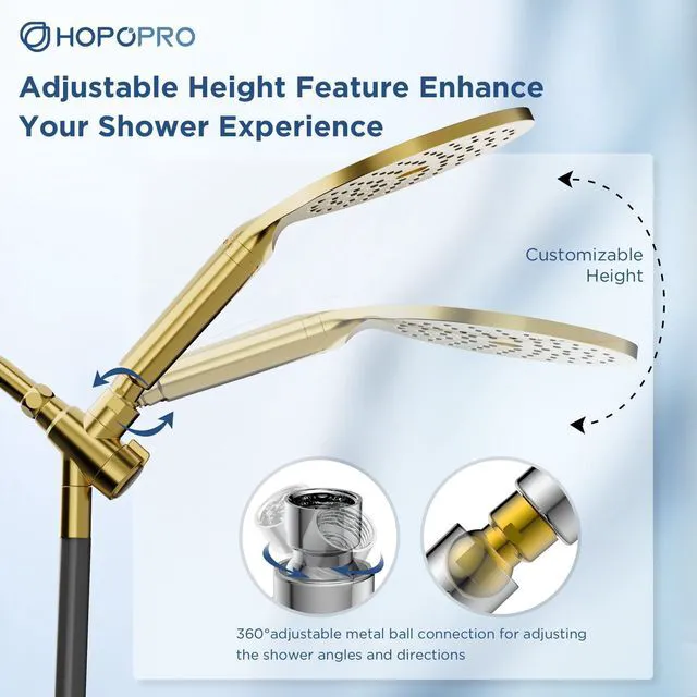 Alt view image 5 of 6 - 21-Setting Dual Filtered Handheld Shower Heads Combo, Modern Gold Upgraded High Pressure Rainfall Showerhead Set with Filter, Power Wash, Removes 99% Chlorine, Improves Skin Hair Condition