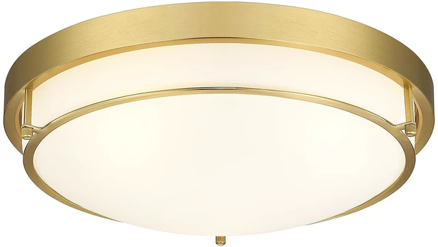 Main image of 16 Inch Flush Mount Ceiling Light,White Frosted Glass,Gold Polished Gold,3 E26 sockets,Close to Ceiling Light for bedroom,hallway,kitchen,entryway