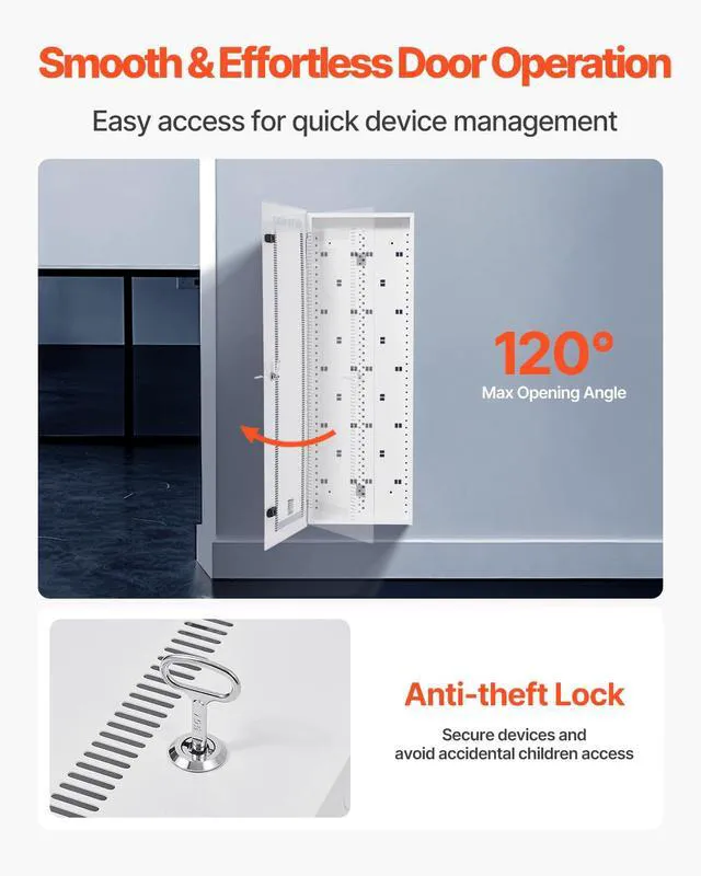 Alt view image 6 of 7 - Media Enclosure, 42-Inch, Structured Media Center with Vented Hinged Door, Cable Management Box, Structured Wiring Multi-Media Cabinet, Recessed Electrical Media Box, for Network Distribution