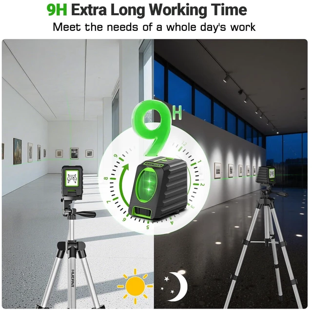 Alt view image 7 of 7 - Laser Level and 40in Tripod, 150°/150Ft Laser Level with Pulse Mode Self Leveling Lazer Leveler Tool Switchable Green Cross Line for Picture Hanging, Tile, DIY / Construction Project