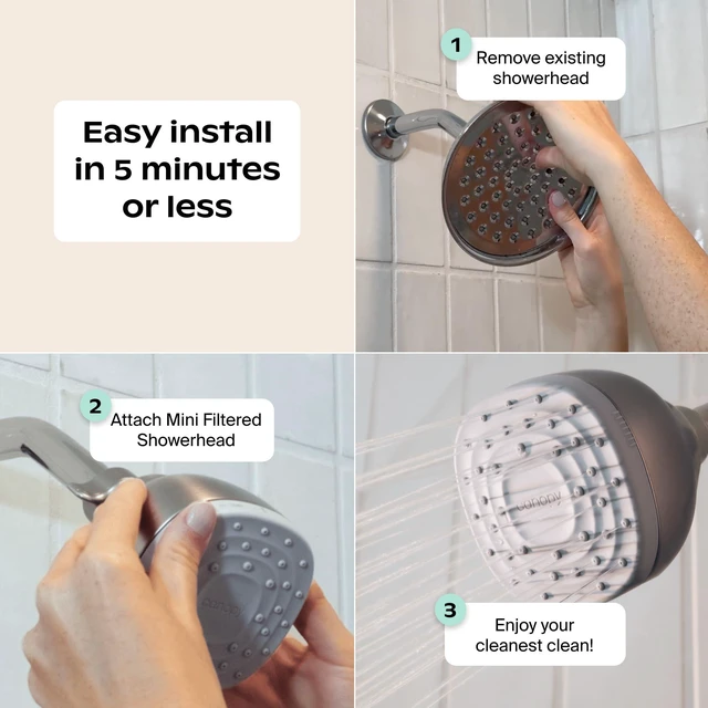 Alt view image 6 of 7 - Mini Filtered Shower Head - Compact Filter for Hard Water - Nickel