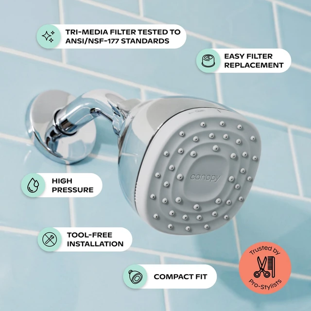 Alt view image 5 of 7 - Mini Filtered Shower Head - Compact Filter for Hard Water - Nickel