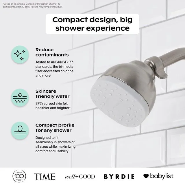 Alt view image 2 of 7 - Mini Filtered Shower Head - Compact Filter for Hard Water - Nickel