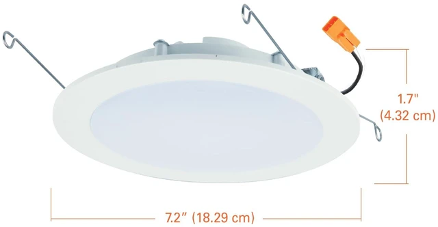 Alt view image 5 of 5 - HLBT 6 inch LED Recessed Light Slim Trim Retrofit 5CCT 765lm 6PK slim disk wafer retrofit can light LED trim, wet-rated for showers and outdoor use, 2700K-5000K, Dims to 5%