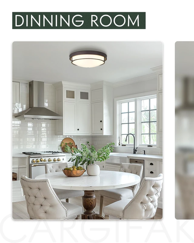 Alt view image 6 of 7 - 16 Inch Flush Mount Ceiling Light,Frosted Glass,Oil Rubbed Bronze 3 E26 sockets,Close to Ceiling Light for bedroom,hallway,kitchen,entryway
