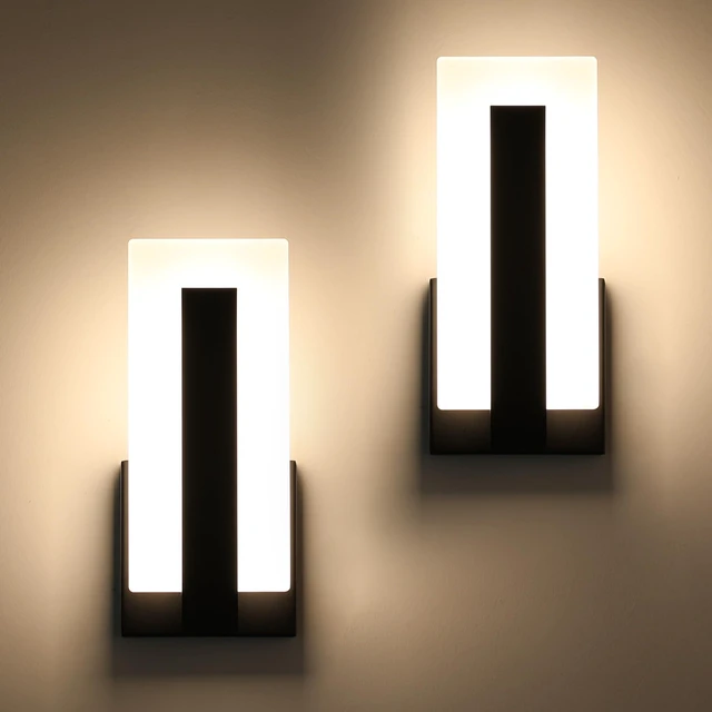 Main image of Modern LED Wall Sconce Dimmable Wall Mounted Lamp Set of 2, Black 3000K Warm White Wall Lamp, Hardwired Bathroom Vanity Light, Indoor Wall Lights for Hallway, Bedroom, Study, Living Room
