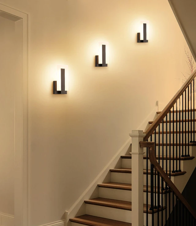 Alt view image 6 of 7 - Modern LED Wall Sconces Up and Down Wall Mount Light Black 3000K Warm White Wall Lights Set of 2, Indoor Wall Lighting for Hallways, Bedrooms, Hallways, Living Room Indoor Wall Lights