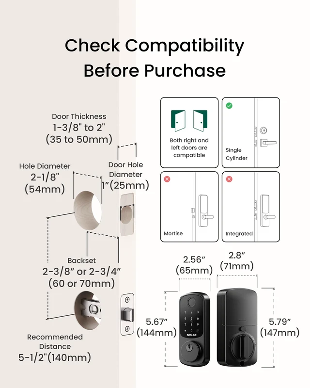 Alt view image 7 of 7 - WiFi Fingerprint Smart Lock with App Control and Keypad Remote access, real-time notifications, fingerprint unlock, voice control, BHMA Grade 3 security