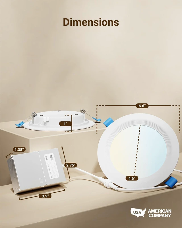 Alt view image 6 of 7 - 12 Pack 6 Inch Canless LED Recessed Lights, 5CCT, 14W, Dimmable 1200LM, Selectable CCT 2700K/3000K/4000K/5000K/6000K, Baffle Trim, Junction Box, LED Downlight, for Kitchens, Low Ceilings