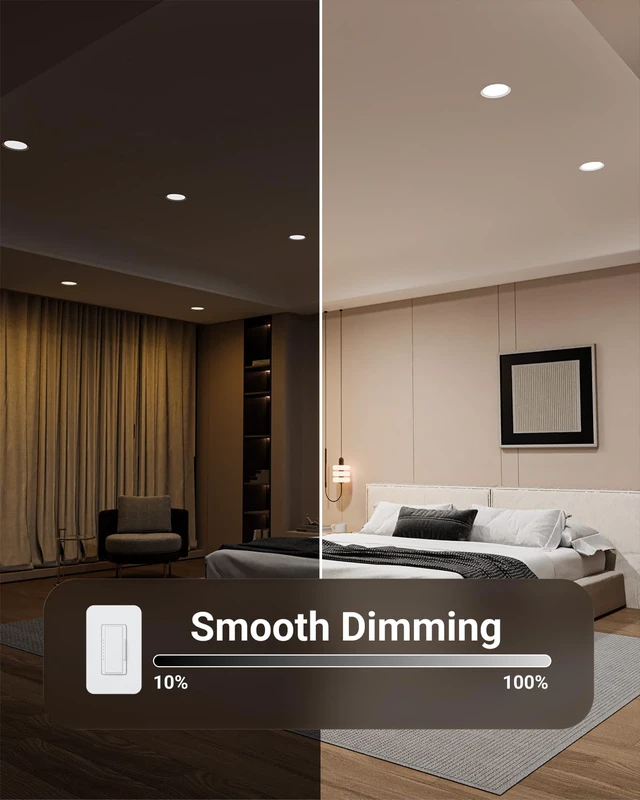 Alt view image 5 of 7 - 12 Pack 6 Inch Canless LED Recessed Lights, 5CCT, 14W, Dimmable 1200LM, Selectable CCT 2700K/3000K/4000K/5000K/6000K, Baffle Trim, Junction Box, LED Downlight, for Kitchens, Low Ceilings