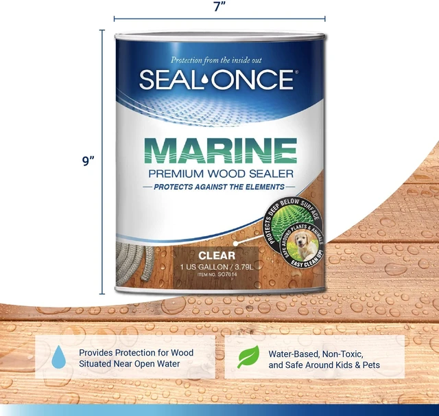 Alt view image 2 of 7 - Marine Penetrating Wood Sealer and Waterproofer, Clear, 1 Gallon Waterproofer & Stain, Water-Based, Ultra-low VOC formula, For high-moisture areas - Hardware Sealers