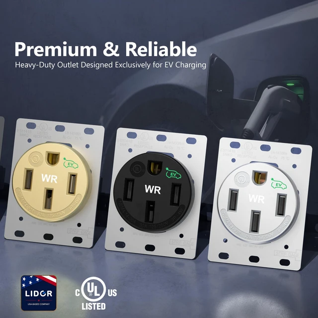 Alt view image 4 of 7 - Extra Weather-Resistant Flush Receptacle, NEMA 14-50R, UL Listed 2-Pack, Matte Black, EV Charging, 3-Pole, 4-Wire, 2.40" Diameter, 125/250Vac, New Version, Nylon, Self-Grounding