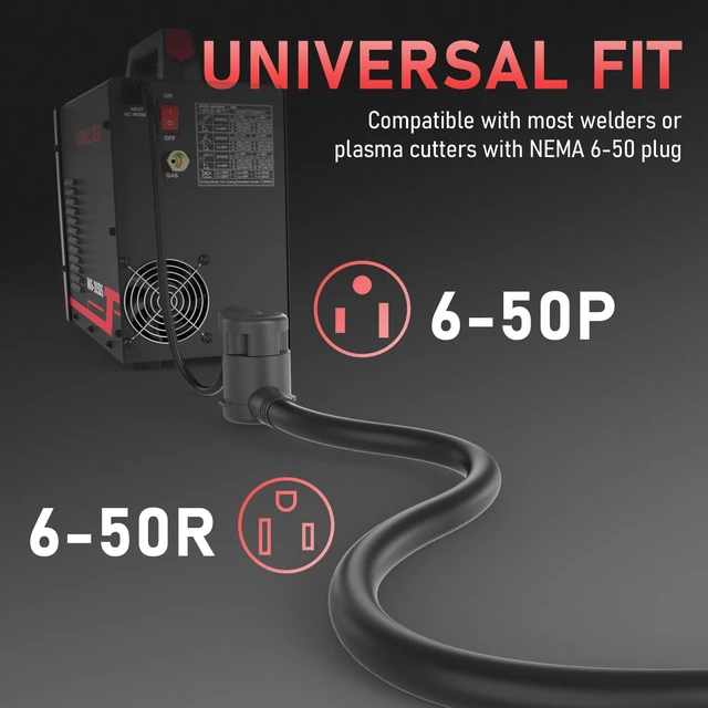 Alt view image 4 of 6 - 20ft 250 Volt Welder Extension Cord 8 AWG Power Extension for Welding Machines NEMA 6-50P to 6-50R
