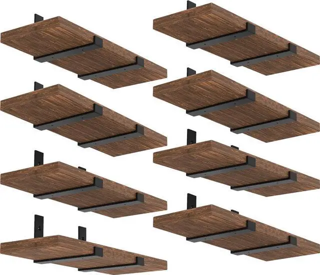 Main image of Shelf Brackets 12 Inch, Strong Heavy Duty Floating Shelf Brackets Pack of 16, Industrial Metal Iron Matte Black Shelving Brackets 1/5 Inch Thick Brackets for Shelves 16 PCS