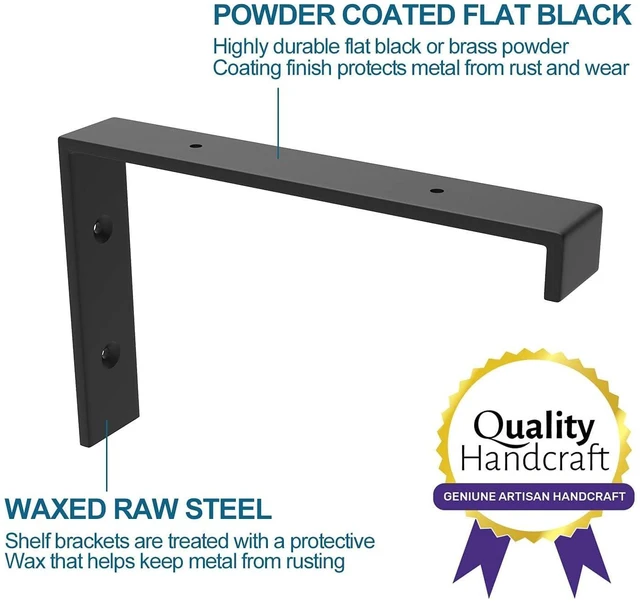 Alt view image 6 of 7 - Shelf Brackets 12 Inch, Strong Heavy Duty Floating Shelf Brackets Pack of 12, Industrial Metal Iron Matte Black Shelving Brackets 1/5 Inch Thick Brackets for Shelves 12 PCS