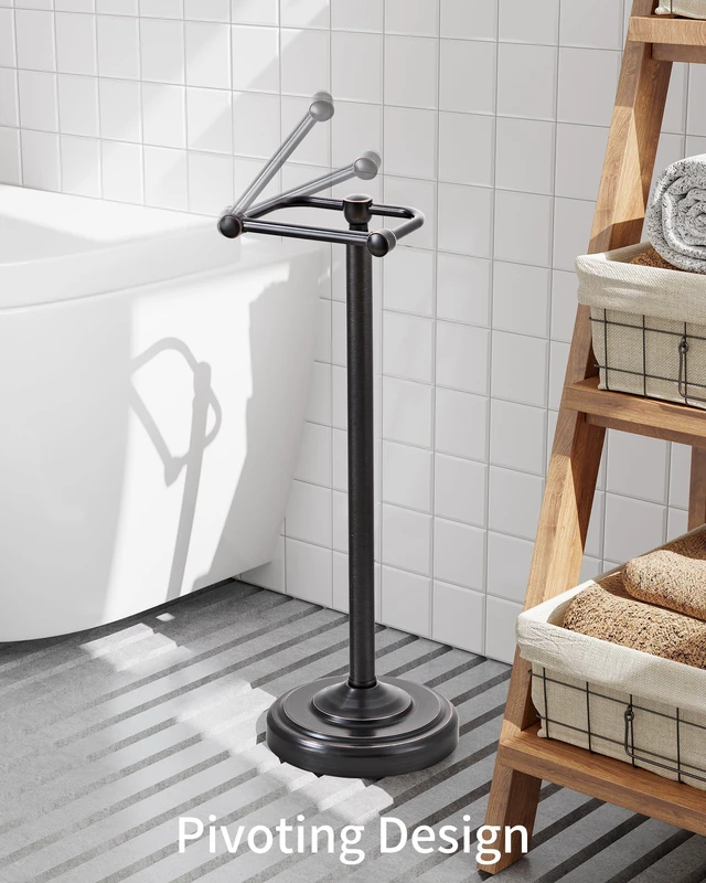 Alt view image 2 of 7 - Toilet Paper Holder Stand Oil Rubbed Bronze Stainless Steel Stable Weighted Base and Post Pivoting Design Easy to Change Roll, Mega Roll Freestanding Toilet Paper Holder for Bathroom