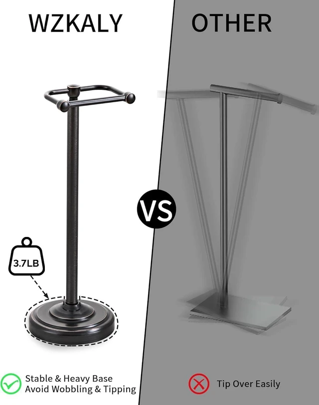 Alt view image 5 of 7 - Toilet Paper Holder Stand Oil Rubbed Bronze Stainless Steel Stable Weighted Base and Post Pivoting Design Easy to Change Roll, Mega Roll Freestanding Toilet Paper Holder for Bathroom