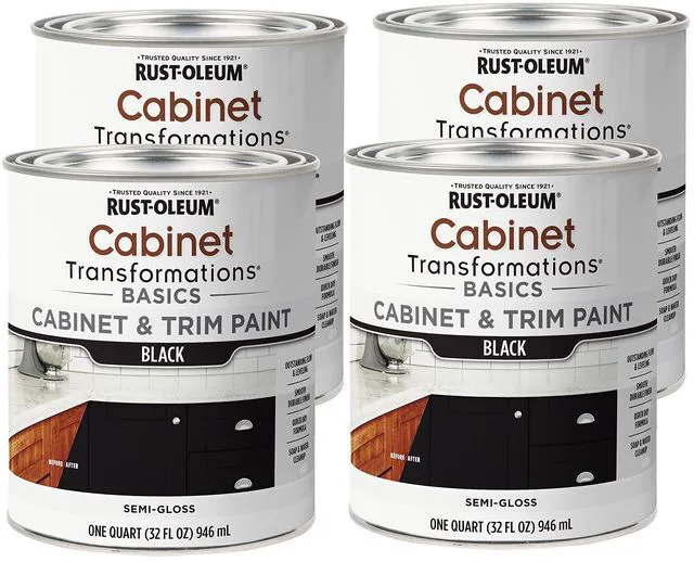 Main image of 372012-4PK Transformations Basics Cabinet & Trim Paint, Quart, Black, 4 Pack