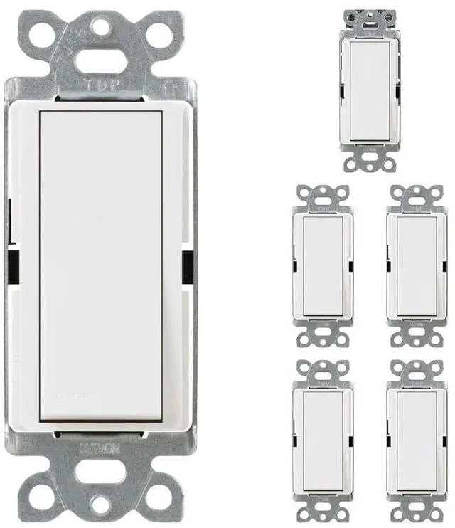 Main image of Claro 15 Amp Single-Pole Paddle Switch, CA-1PS-WH, White (6-Pack)