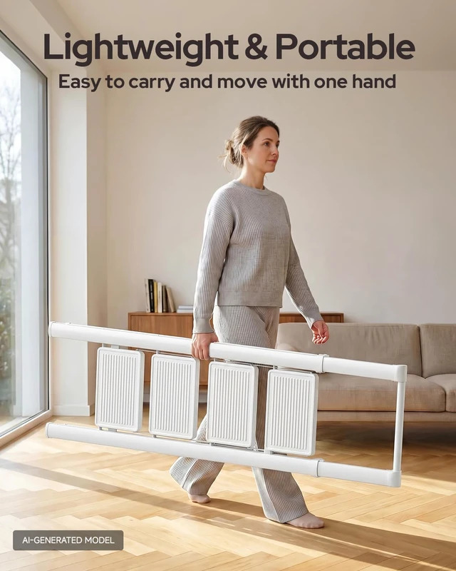Alt view image 4 of 7 - 4 Step Ladder, Foldable 4 Step Stool, White Reach 8ft; Stepladder with Handgrip, Anti-Slip 7.9'' Pedals, Lightweight Tall Ladder for Home,Kitchen,Closet,300 lb Capacity