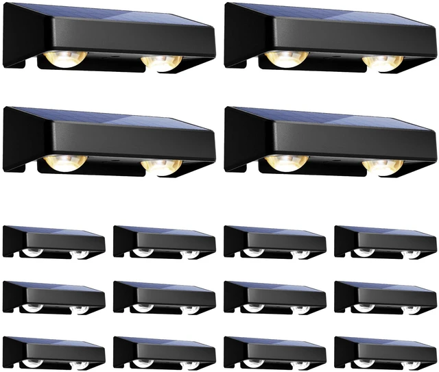 Main image of Solar Fence Lights Outdoor, 9 Fixed Colors Color Changing Fence Solar Lights Outdoor Waterproof IP65, LED Deck Lighting for Backyard Wall Step Patio Railing Pool Porch (16 Pack)