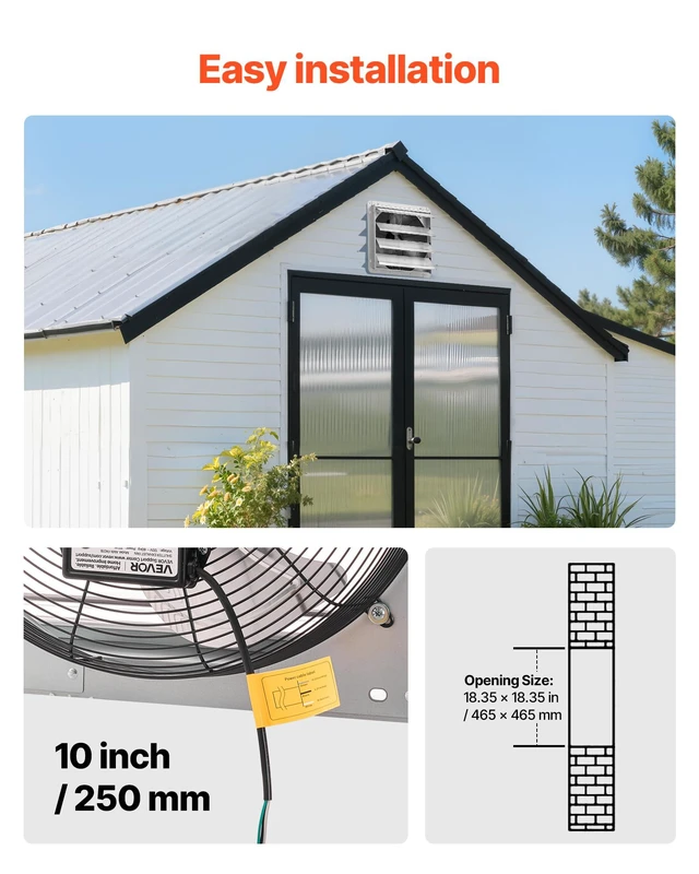 Alt view image 6 of 7 - 18 Inch Shutter Exhaust Fan Wall Mounted Automatic Louvers Silver, Sturdy Steel Housing, 3051 CFM Low Noise, AC Motor, Ventilation and Cooling for Attic, Garage, Barn, Greenhouse, Workshop