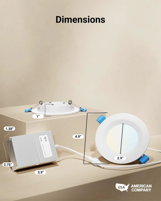 Alt view image 6 of 7 - 12 Pack 4 Inch Slim Canless LED Recessed Lights, 10W 5CCT, Dimmable 850LM, Selectable CCT 2700K/3000K/4000K/5000K/6000K, Baffle Trim, Junction Box, LED Downlight, for Kitchens, Low Ceilings