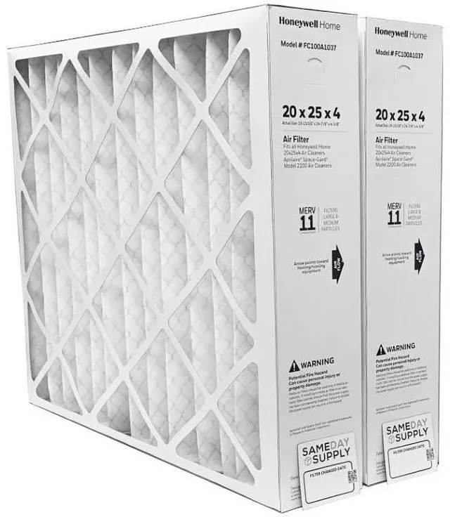 Main image of FC100A1037 (2 Pack) - 20" x 25" x 4" Pleated Air Filter, MERV 11 Bundle with Same Day Supply Filter Change Reminder