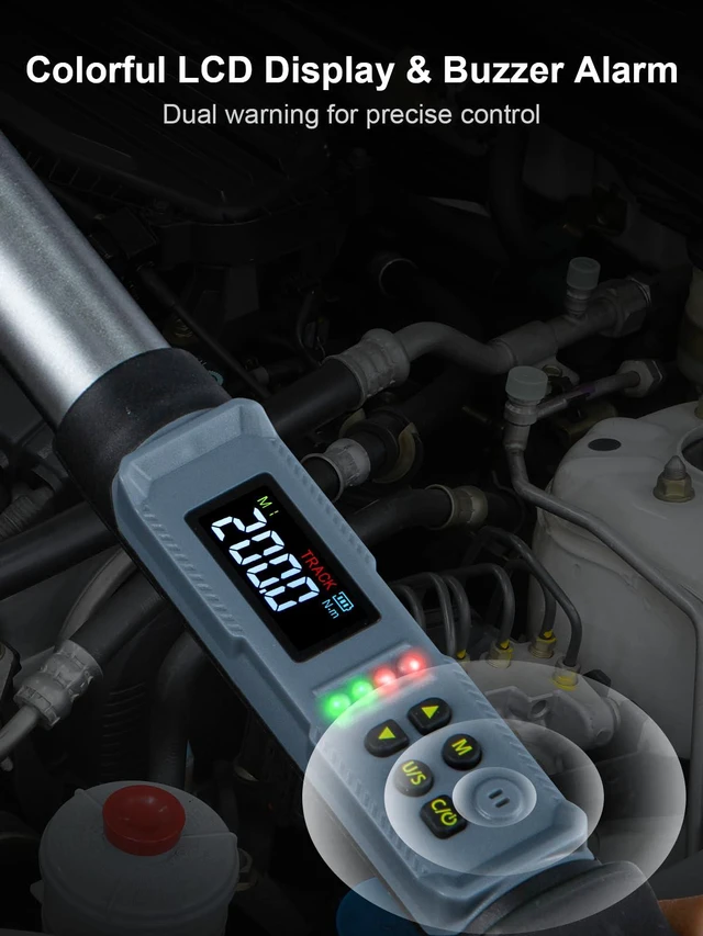 Alt view image 7 of 7 - Upgraded Digital Torque Wrench, 12.5-250.7 Ft-lbs/17-340 Nm, 1/2'' Drive Automotive Rachet Torque Wrench with Buzzer & Colorful LED Indicator, Electronic Wrench Set for Car Tires Auto Repair