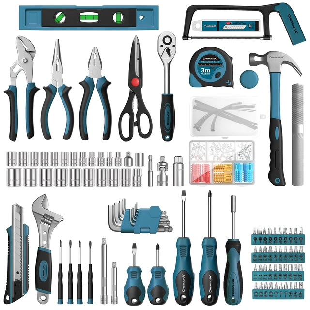 Alt view image 3 of 7 - 328 Piece Tool Kit For Home,Hand Repair Tool Set,Toolbox Storage Case with Drawer,General Household/Auto Tool Set,Perfect for Homeowner, DIY, Handyman (Blue and black)